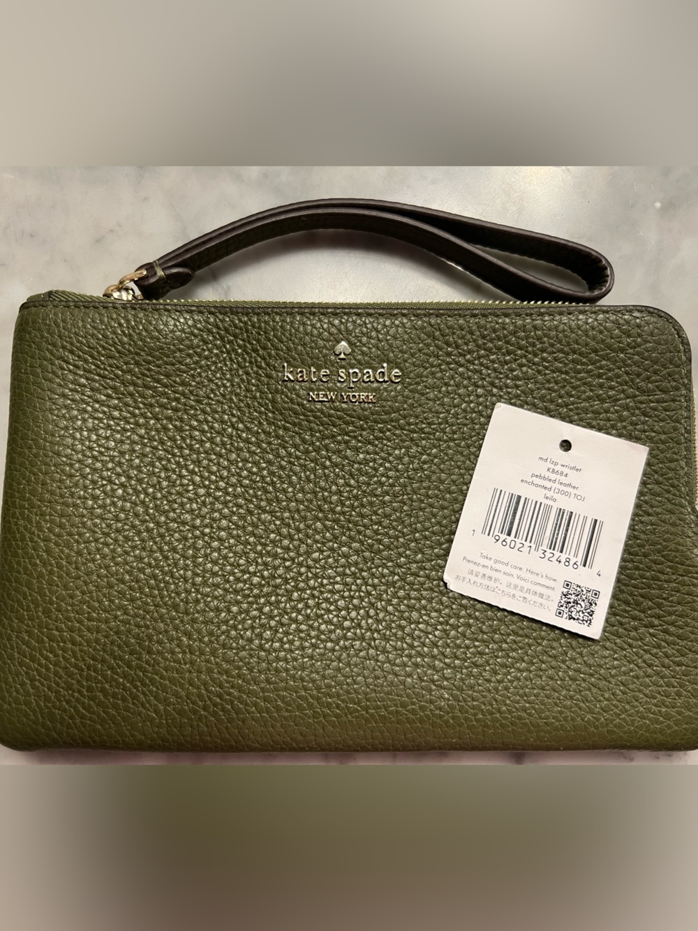 EUC! Kate Spade ♠️ Enchanted Green pebbled leather L-Zip Wristlet/Clutch$138! - Picture 4 of 10